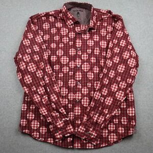 Luchiano Visconti Shirt Mens XL Visconti Black Red Gingham Polka Dot Cotton
